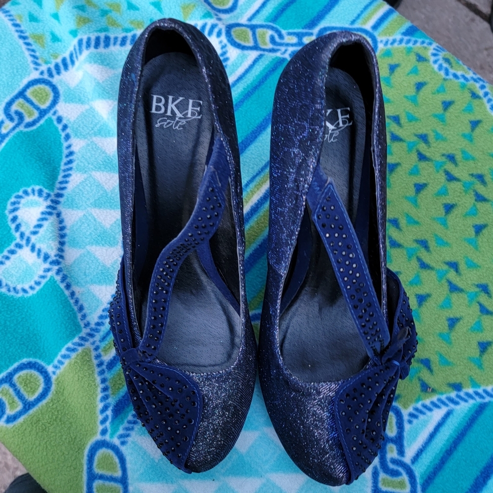 Buckle Bke Sole Cobalt Sparkly Heels